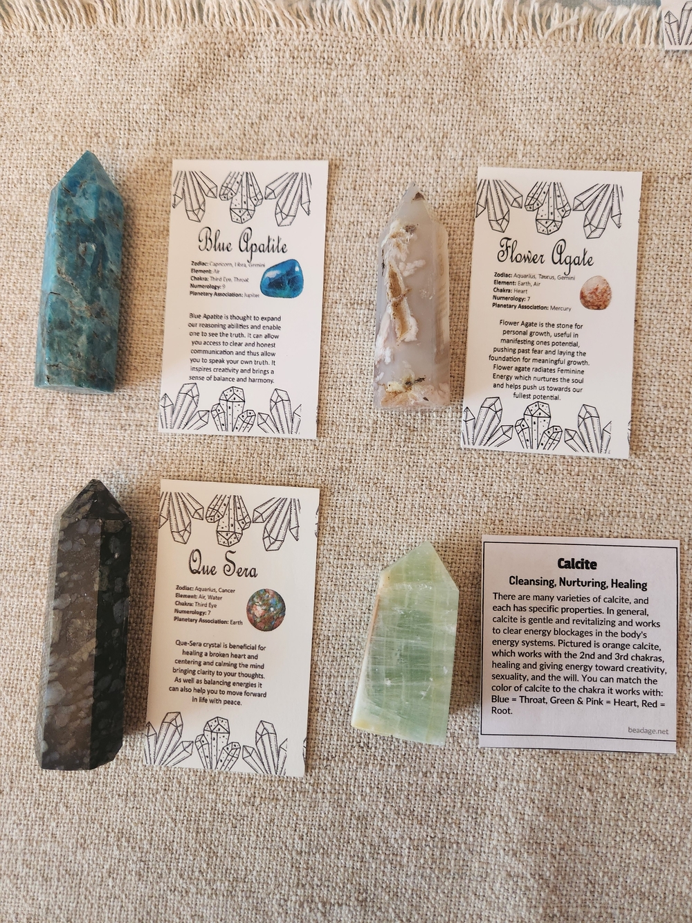 ✨ Natural Crystal Tower Bundle – 4 Piece Set + Info Cards ✨